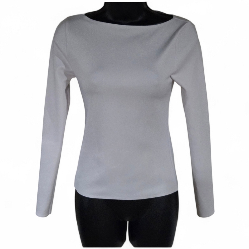 Abercrombie & Fitch Classic Fitted Boat Neck Long Sleeve White Top Size XS